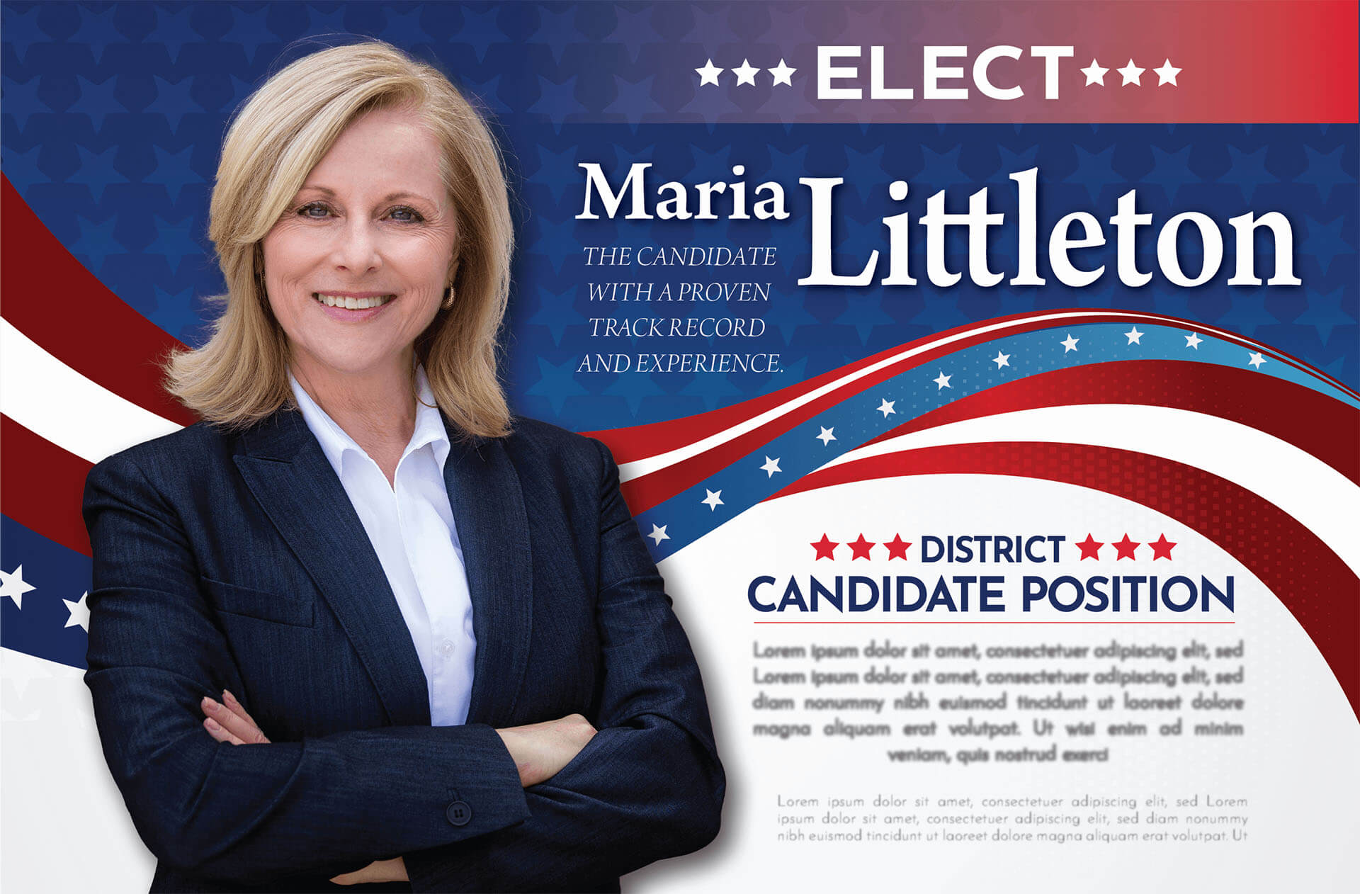 political direct mail postcard example - maria littleton